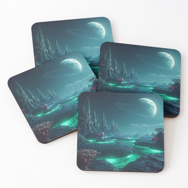 Item preview, Bioluminescent Lunar Reef Fantasy Alien Landscape designed and sold by Luminous Wilds.