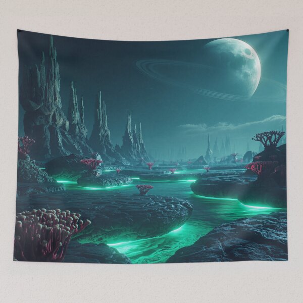 Item preview, Bioluminescent Lunar Reef Fantasy Alien Landscape designed and sold by Luminous Wilds.