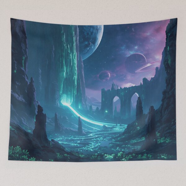 Item preview, Eternal Sky Cathedral Sci-Fi Fantasy Alien Landscape designed and sold by Luminous Wilds.