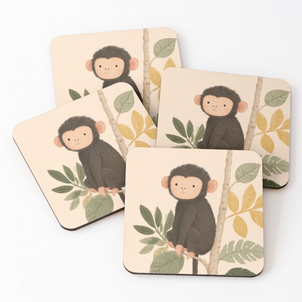 Item preview, Whimsical Monkey on Branch Illustration – Cute Jungle Animal designed and sold by Studio Remier.