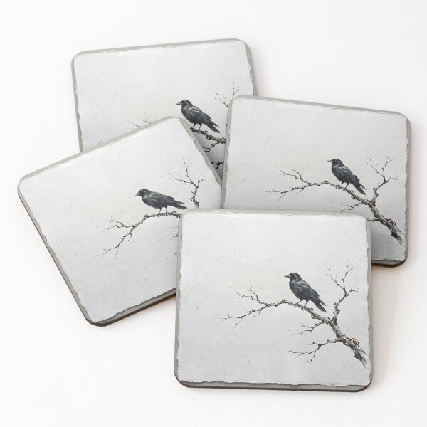 Item preview, Winter Branch with Crow | Japanese Wabi-Sabi Art | Zen Ink Minimalist designed and sold by KUZU-NOHA.