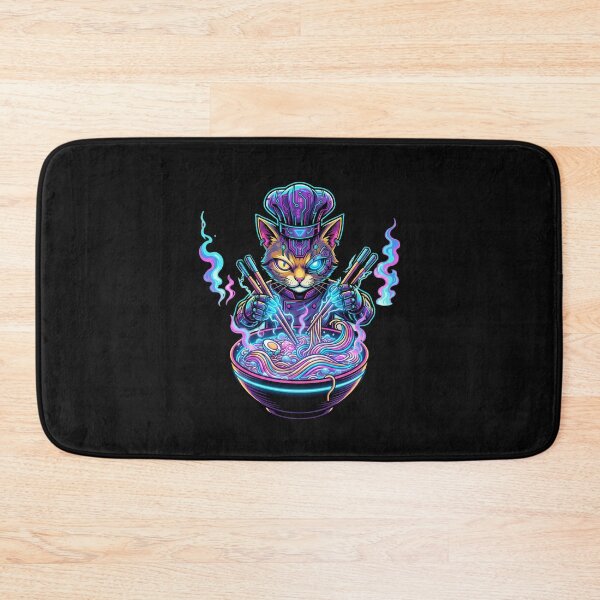 Item preview, Cyberpunk Neon Ramen Cat Chef designed and sold by V-ZRO.