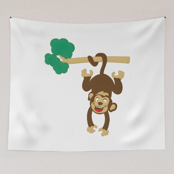 Item preview, Cute Hanging Monkey Cartoon Tree Illustration designed and sold by ROARSOME DESiGNS.