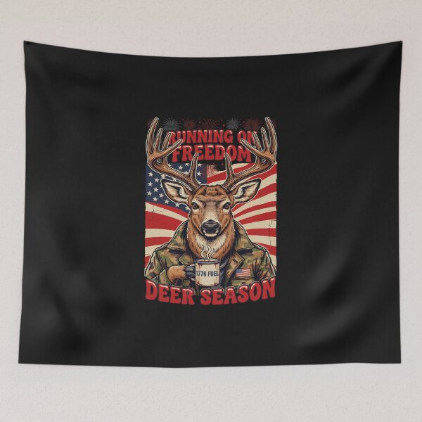 Item preview, Running On Freedom Deer Season Camo Hunting Patriotic designed and sold by Original1977.