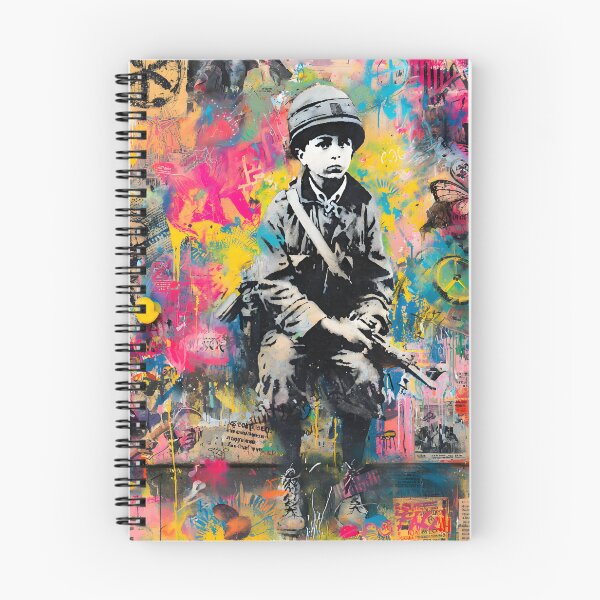 Item preview, Street Mural Little Boy "Stop War" Colorful Collage Art  designed and sold by GrinGalore.