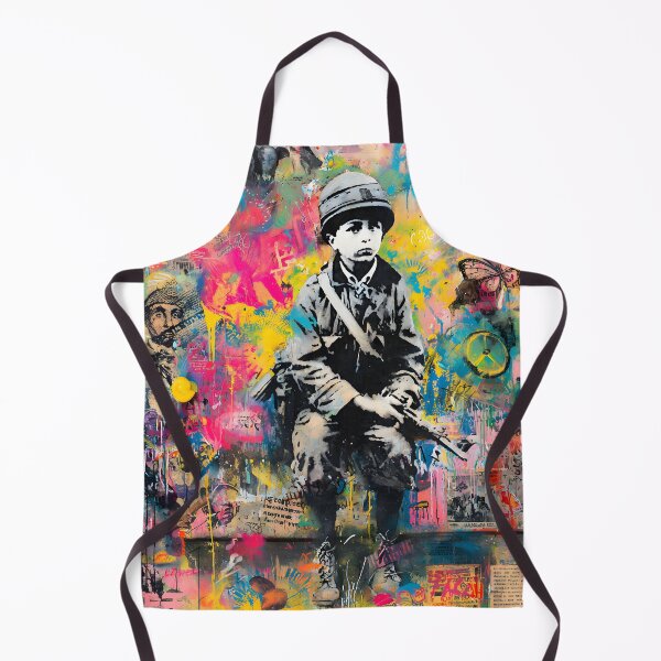 Item preview, Street Mural Little Boy "Stop War" Colorful Collage Art designed and sold by GrinGalore.