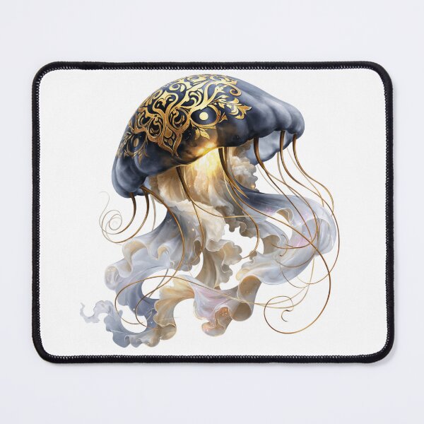Item preview, Elegant Celestial Jellyfish Watercolor Art | Ornate Gold Ocean Fantasy Creature Design designed and sold by Anastasiia Yurevych.