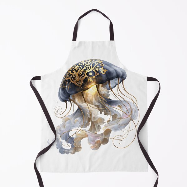 Item preview, Elegant Celestial Jellyfish Watercolor Art | Ornate Gold Ocean Fantasy Creature Design designed and sold by Anastasiia Yurevych.