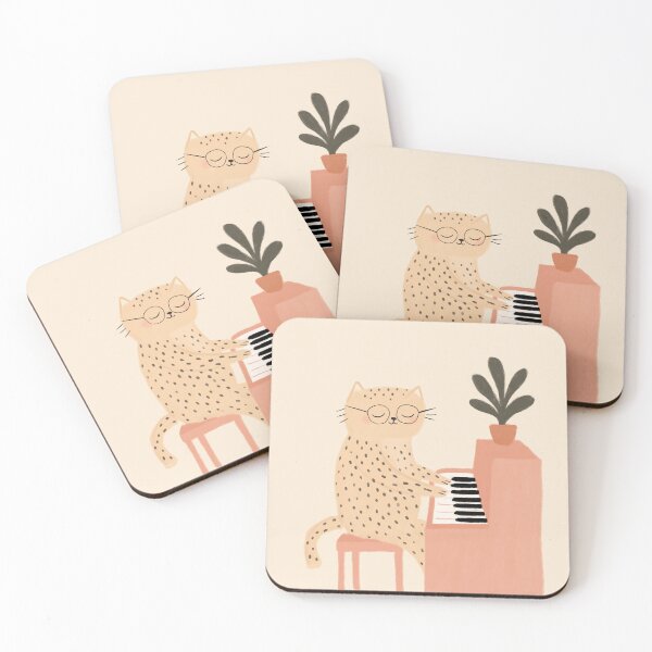 Item preview, Cat Playing Piano Illustration – Cute Musical Animal Nursery designed and sold by Studio Remier.