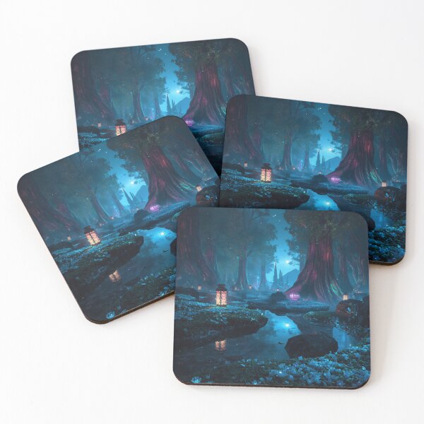 Item preview, Crystalfire Grove Neon Fantasy Forest Landscape designed and sold by Luminous Wilds.