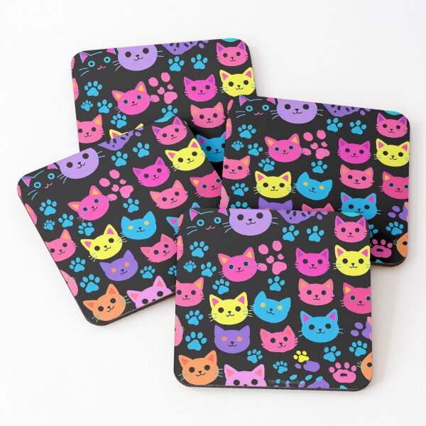 Item preview, Neon Kawaii Cat Pattern Colorful Aesthetic Design designed and sold by IMuDesigner.