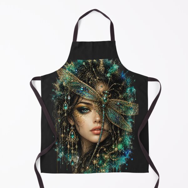 Item preview, Mystic Dragonfly Woman Art | Fantasy Portrait | Teal & Gold Dragonfly Goddess designed and sold by Ashes to Artistry.