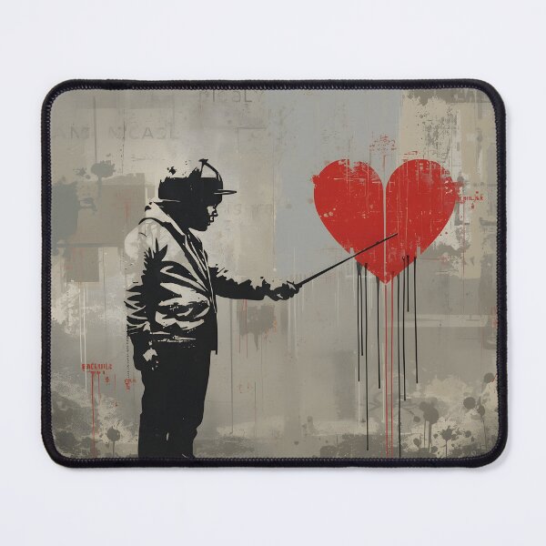 Item preview, Street Mural Little Boy with Pointer and Red Heart Art designed and sold by GrinGalore.