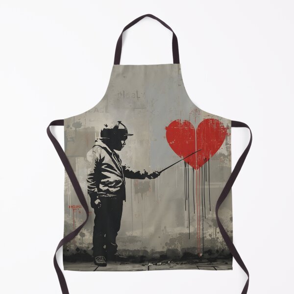 Item preview, Street Mural Little Boy with Pointer and Red Heart Art designed and sold by GrinGalore.