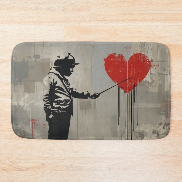Item preview, Street Mural Little Boy with Pointer and Red Heart Art  designed and sold by GrinGalore.