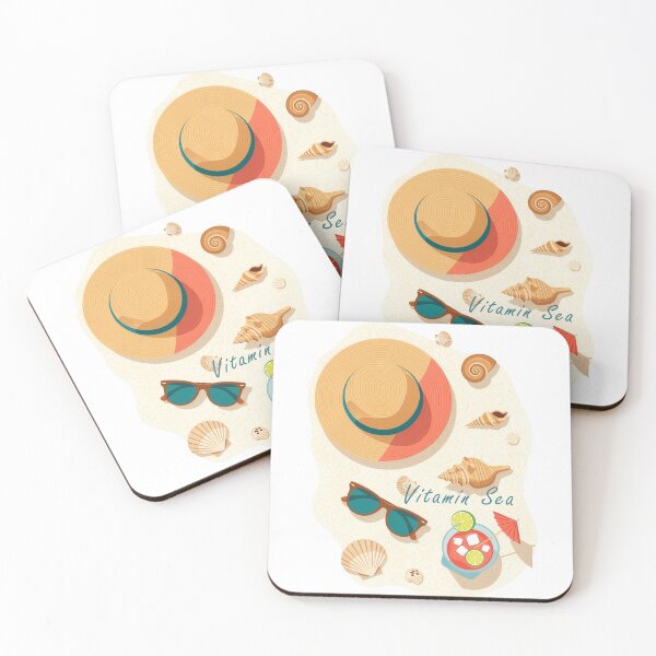 Item preview, Vitamin sea beach flat lay summer seashells sunglasses cocktail coastal aesthetic art designed and sold by icemanphotos.