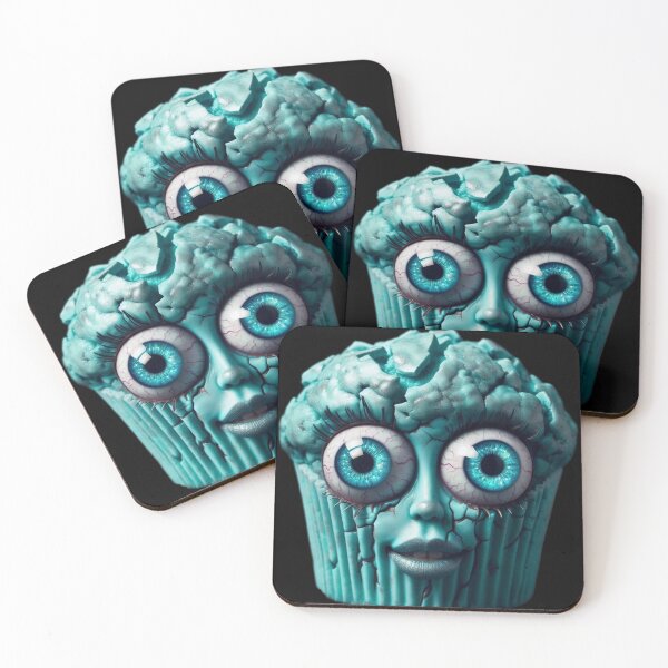 Item preview, Cosmic Horror Turquoise Cupcake with Galaxy Eyes designed and sold by LujziWorld.