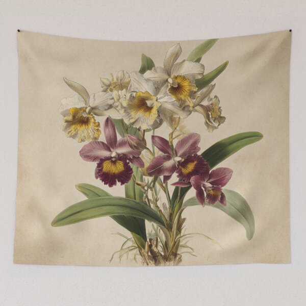 Artikelvorschau, Vintage-Kunstwerk mit tropischen Orchideenmotiven entworfen und verkauft von desmondlyon.