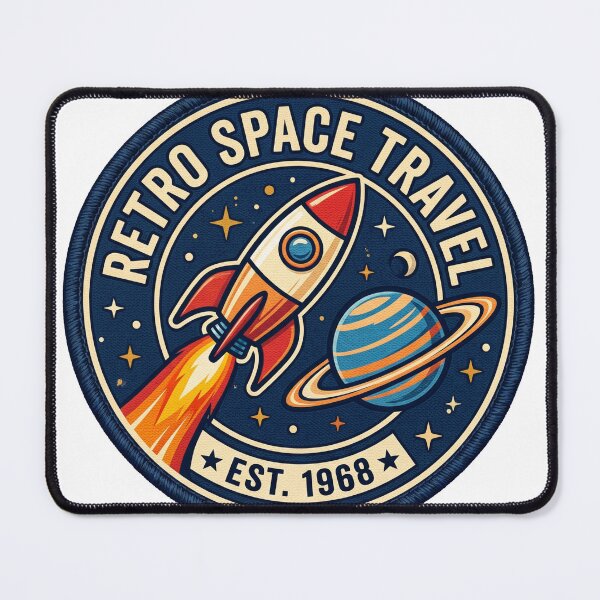 Item preview, Retro Space Travel EST 1968 Mission Patch Vintage NASA Style Rocket Art designed and sold by Void and Neon.