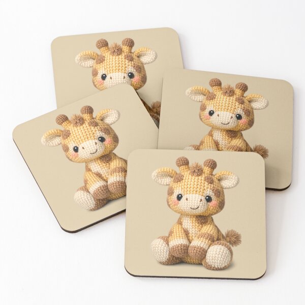 Item preview, Cute Knitted Giraffe | Kawaii Cottagecore Animal Plush Art designed and sold by PopCulturePixel.