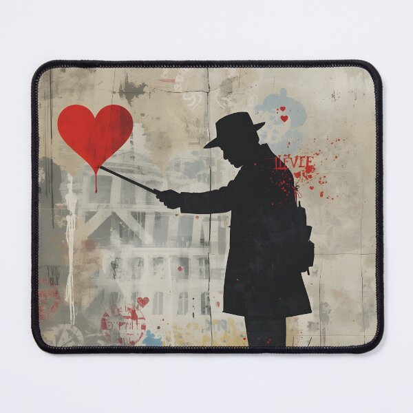 Item preview, Street Mural Man with Pointer and Red Heart Art designed and sold by GrinGalore.