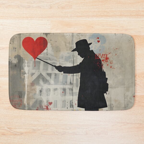 Item preview, Street Mural Man with Pointer and Red Heart Art designed and sold by GrinGalore.