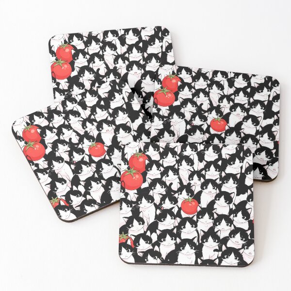Item preview, Tuxedo Cats and Tomatoes – Anime Style Cute Pattern Design designed and sold by EmeraldeaArt.