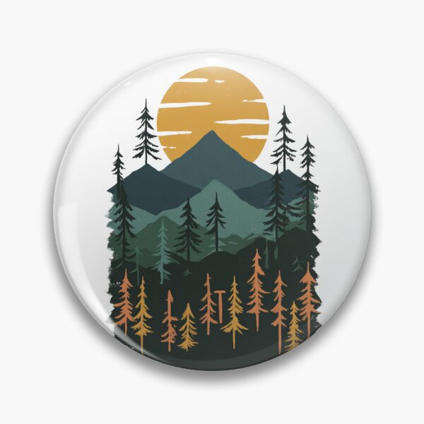 Item preview, Retro Mountain Sunrise Pine Forest Landscape designed and sold by Blurbean.