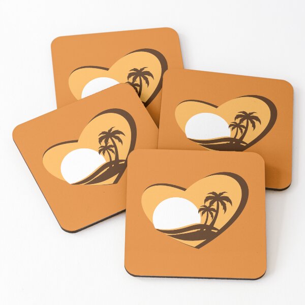 Item preview, Summer Sunset Palm Trees Heart Gold Tropical Beach Retro designed and sold by SolutionsArt.