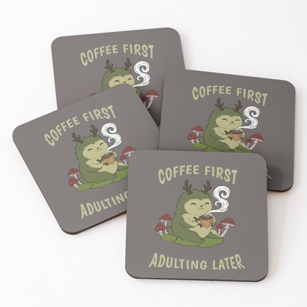 Item preview, Coffee First Adulting Later Cute Forest Spirit Whimsical Folk Art designed and sold by LeshanArt.