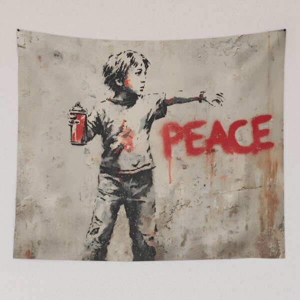 Item preview, Street Mural Little with a Can of Paint Peace Art designed and sold by GrinGalore.