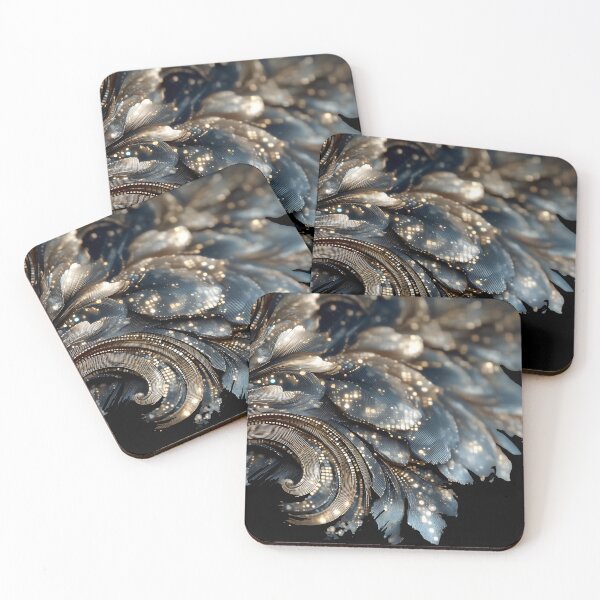 Item preview, modern nature floral tech blue led gold  designed and sold by dejco.art.