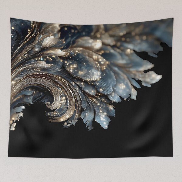 Item preview, modern nature floral tech blue led gold  designed and sold by dejco.art.