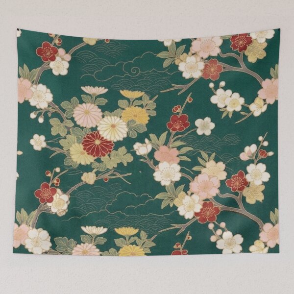 Item preview, Japanese Floral Seamless Pattern – Sakura & Chrysanthemum Botanical Design designed and sold by FashioonTrends.