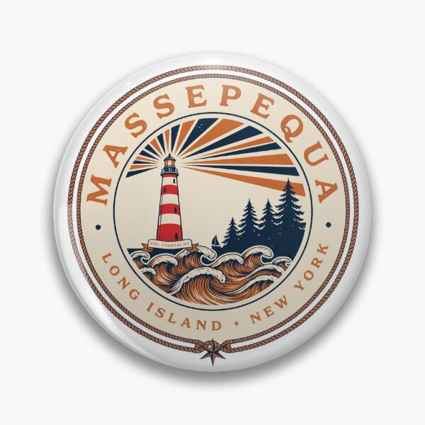 Item preview, Massapequa New York Lighthouse Vintage Coastal Design | Long Island Nautical Ocean Waves designed and sold by ArcticFoxStudio.
