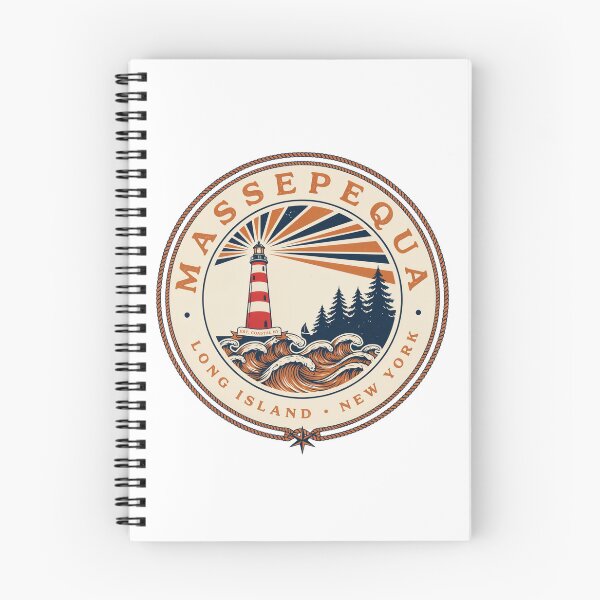 Item preview, Massapequa New York Lighthouse Vintage Coastal Design | Long Island Nautical Ocean Waves designed and sold by ArcticFoxStudio.