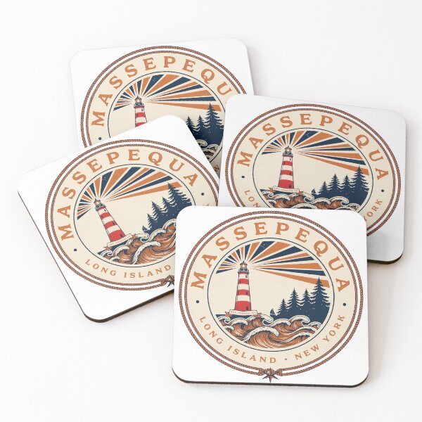 Item preview, Massapequa New York Lighthouse Vintage Coastal Design | Long Island Nautical Ocean Waves designed and sold by ArcticFoxStudio.