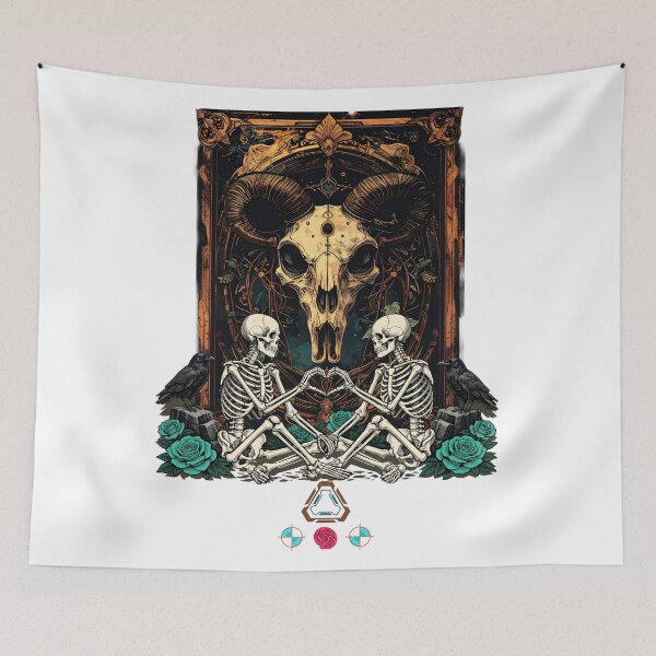 Item preview, Skeletons and Ravens Engraved in Gold designed and sold by m-yoga-store.
