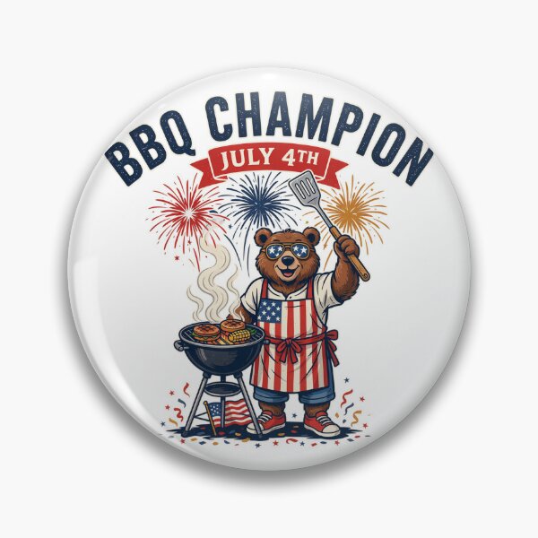 Item preview, Independence Day - BBQ Champion July 4th Patriotic Bear Grilling designed and sold by ArcticFoxStudio.