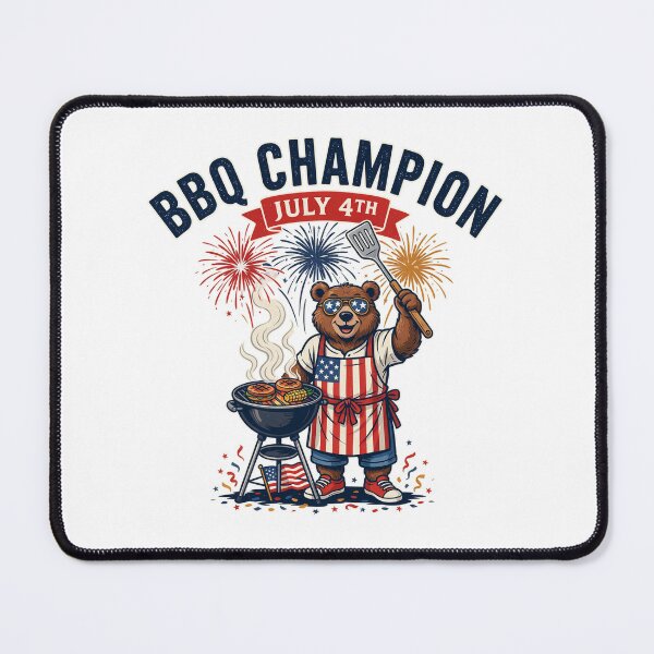 Item preview, Independence Day - BBQ Champion July 4th Patriotic Bear Grilling designed and sold by ArcticFoxStudio.