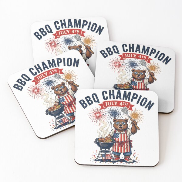 Item preview, Independence Day - BBQ Champion July 4th Patriotic Bear Grilling designed and sold by ArcticFoxStudio.