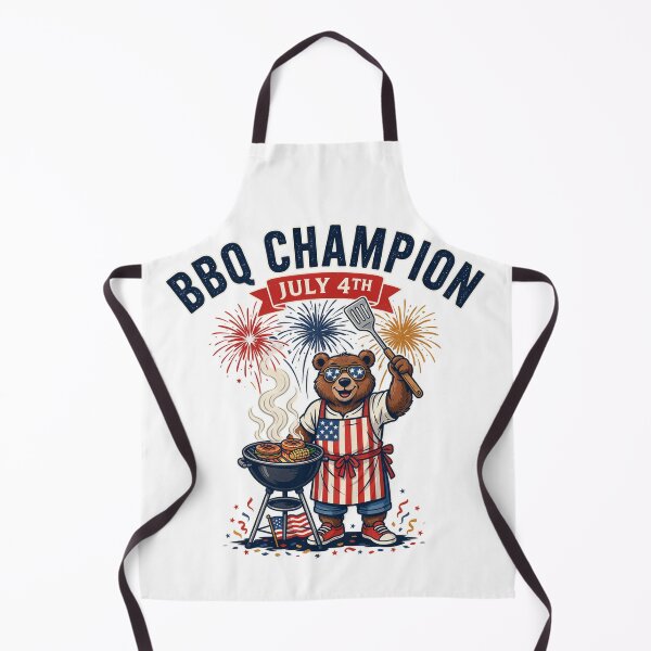 Item preview, Independence Day - BBQ Champion July 4th Patriotic Bear Grilling designed and sold by ArcticFoxStudio.