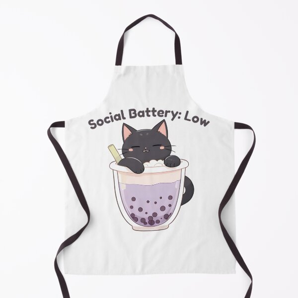 Item preview, Social Battery Low Black Cat Boba Tea designed and sold by tommysworks.