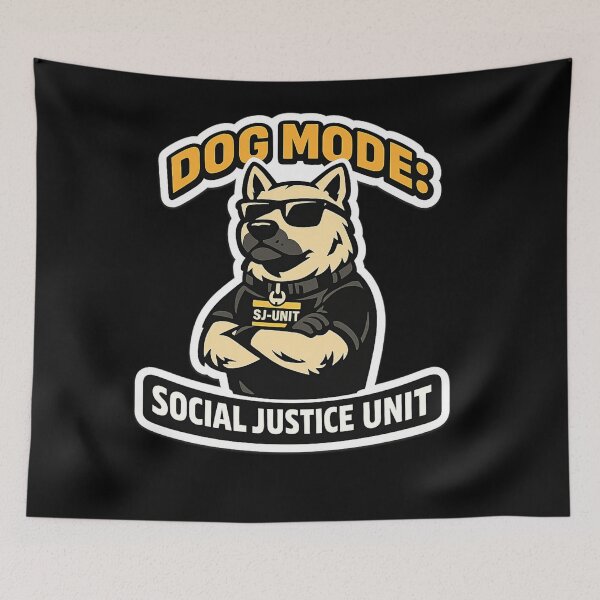 Item preview, DOG MODE: SOCIAL JUSTICE UNIT — Funny Dog Sticker designed and sold by Timeless Junction.