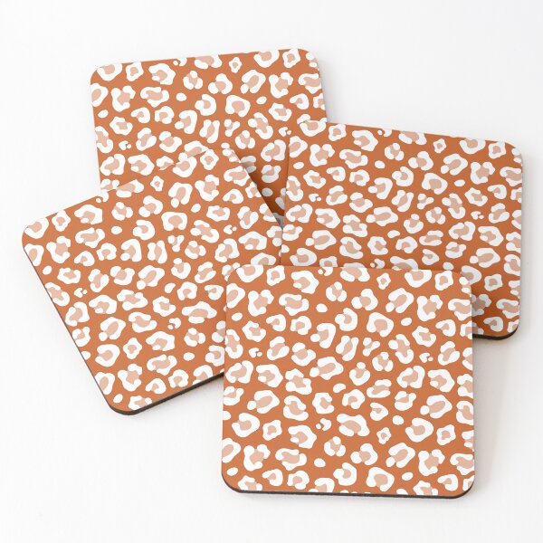Item preview, Burnt Orange and White leopard print designed and sold by pattern-archive.