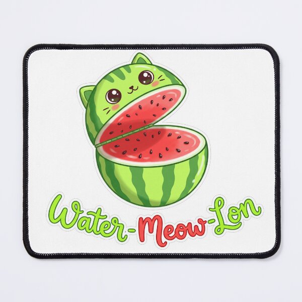 Item preview, Water Meow Lon Cute Kawaii Cat Watermelon Summer Pun designed and sold by TeNovaStudio.