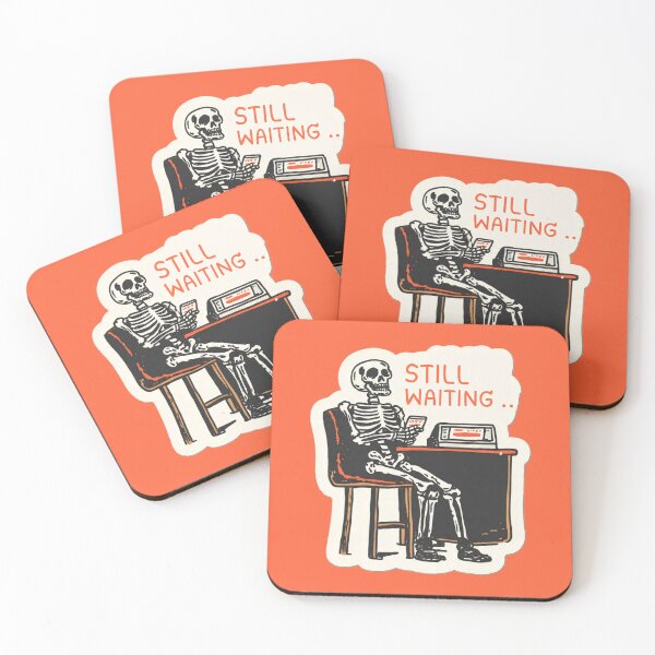 Item preview, Still Waiting Skeleton Funny Dark Humor Sticker designed and sold by BooDesignStudio.