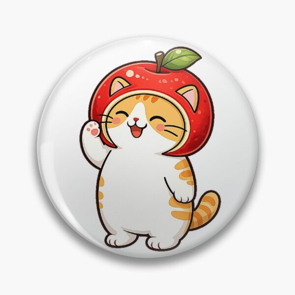 Item preview, Cute Orange Cat Wearing Apple Hat Kawaii Autumn Fruit Ginger Kitty Illustration designed and sold by NoopnyangStudio.