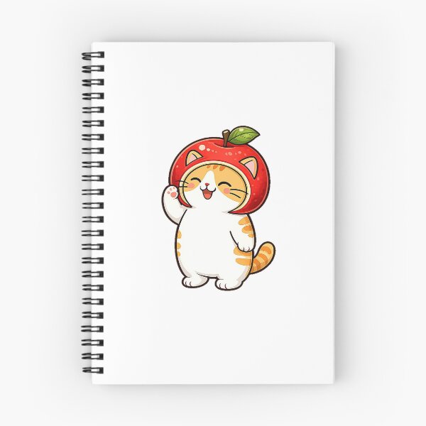 Item preview, Cute Orange Cat Wearing Apple Hat Kawaii Autumn Fruit Ginger Kitty Illustration designed and sold by NoopnyangStudio.