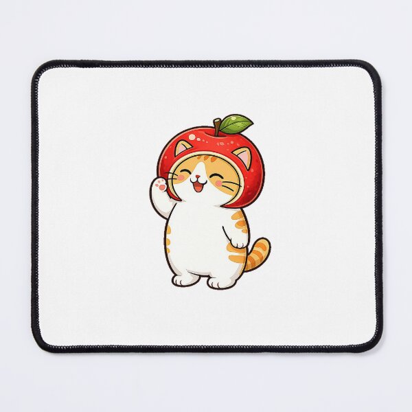 Item preview, Cute Orange Cat Wearing Apple Hat Kawaii Autumn Fruit Ginger Kitty Illustration designed and sold by NoopnyangStudio.